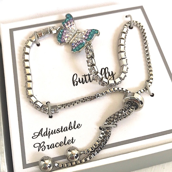 Kohl's Jewelry New Butterfly Bracelet Adjustable Rhinestone